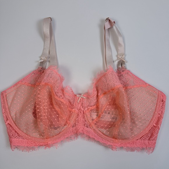 Victoria's Secret Other - Victoria's Secret Dream Angels Peach Coral Lace Unlined Balconette Bra 36DD NWT